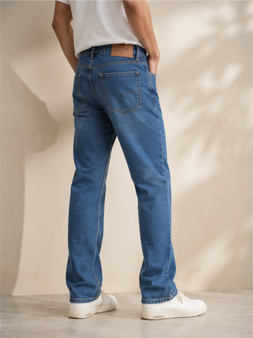 Men's Comfort Fit Stretch Jeans, Mid Blue