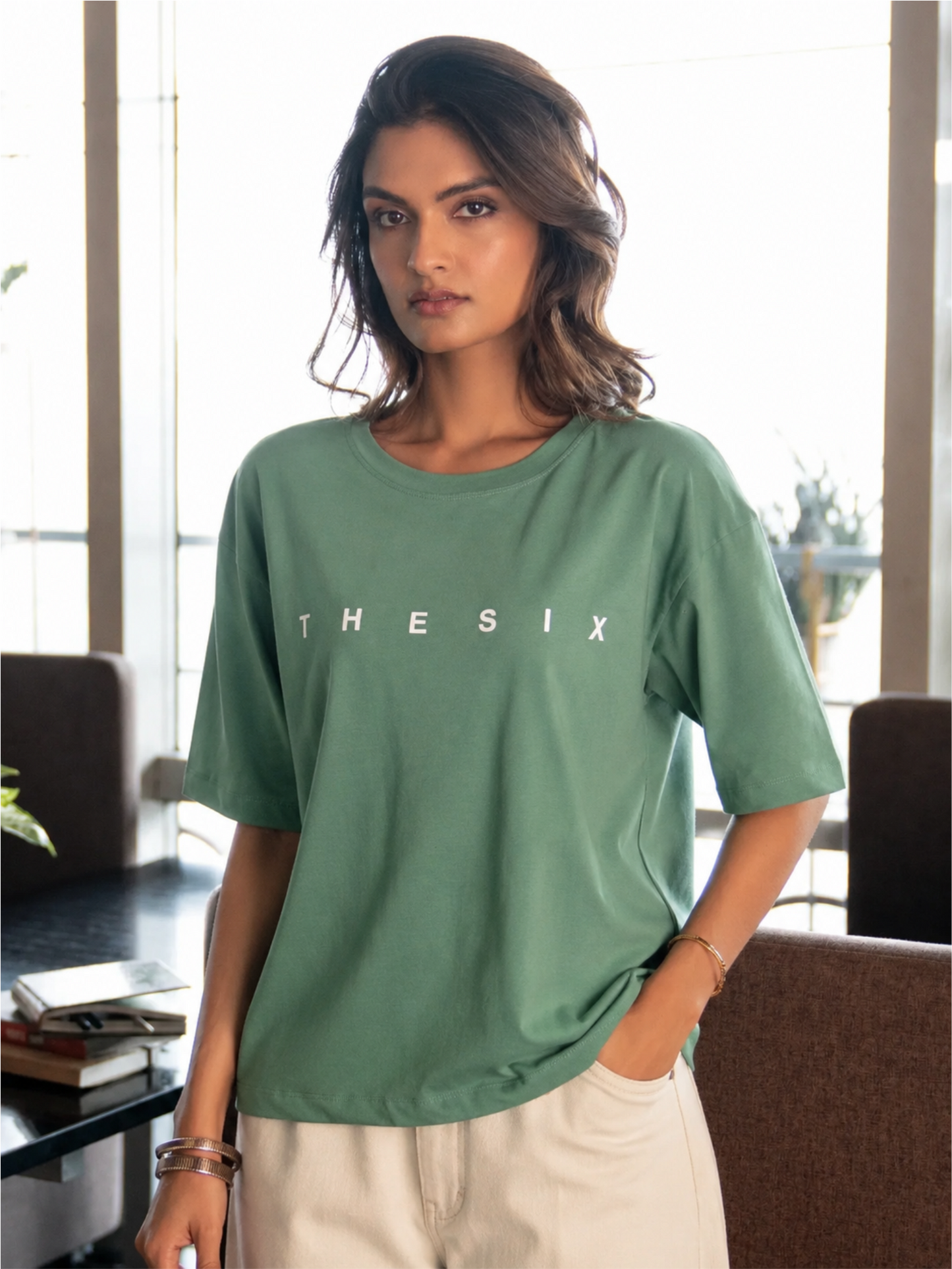 Drop Shoulder Cotton Relaxed Fit Round Neck T-Shirt