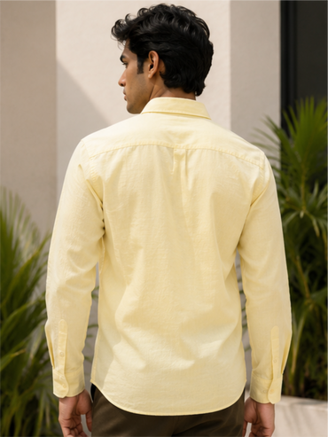 Men's Oxford Solid Cotton Casual Shirt, Lemon
