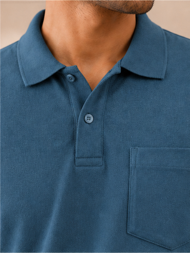 Men's Matty Polo Neck with Packet Half Slivees T-Shirt, Blue