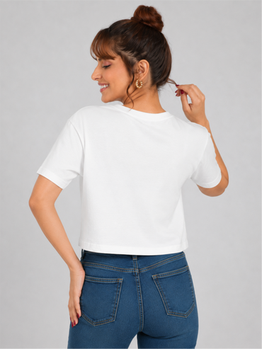 Positive Vibes Soft Cotton Printed Crop Top