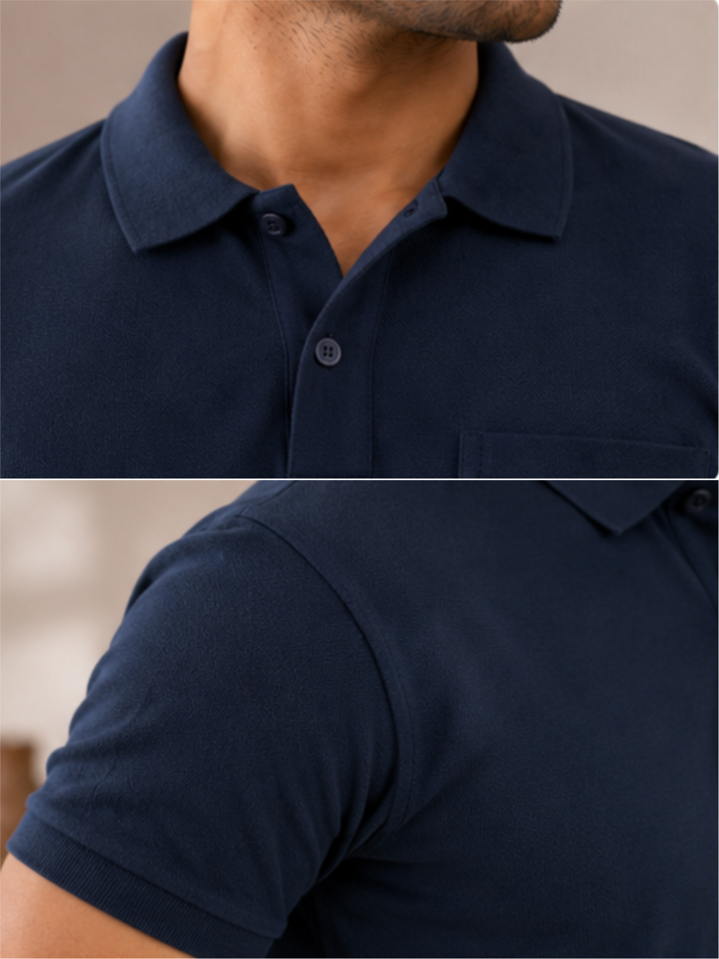 Men's Matty Polo Neck with Packet Half Slivees T-Shirt, Navy Blue