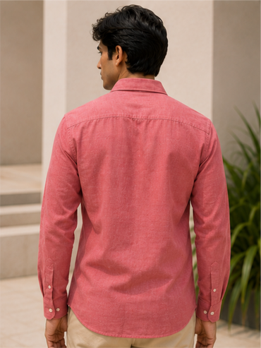 Men's Premium Solid Cotton Casual Shirt, Dusty Pink