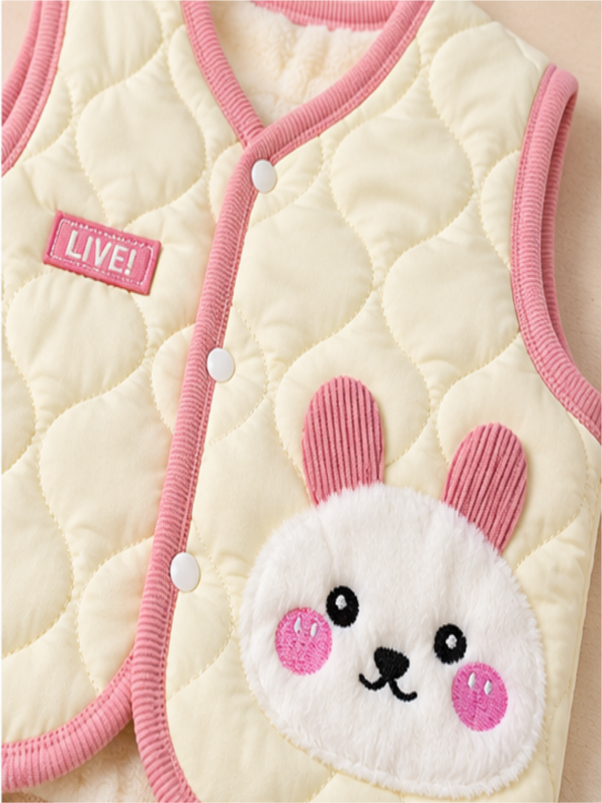 Baby Ultra-Soft Quilted Winter Waistcoat Unisex with Cute Animal Patch
