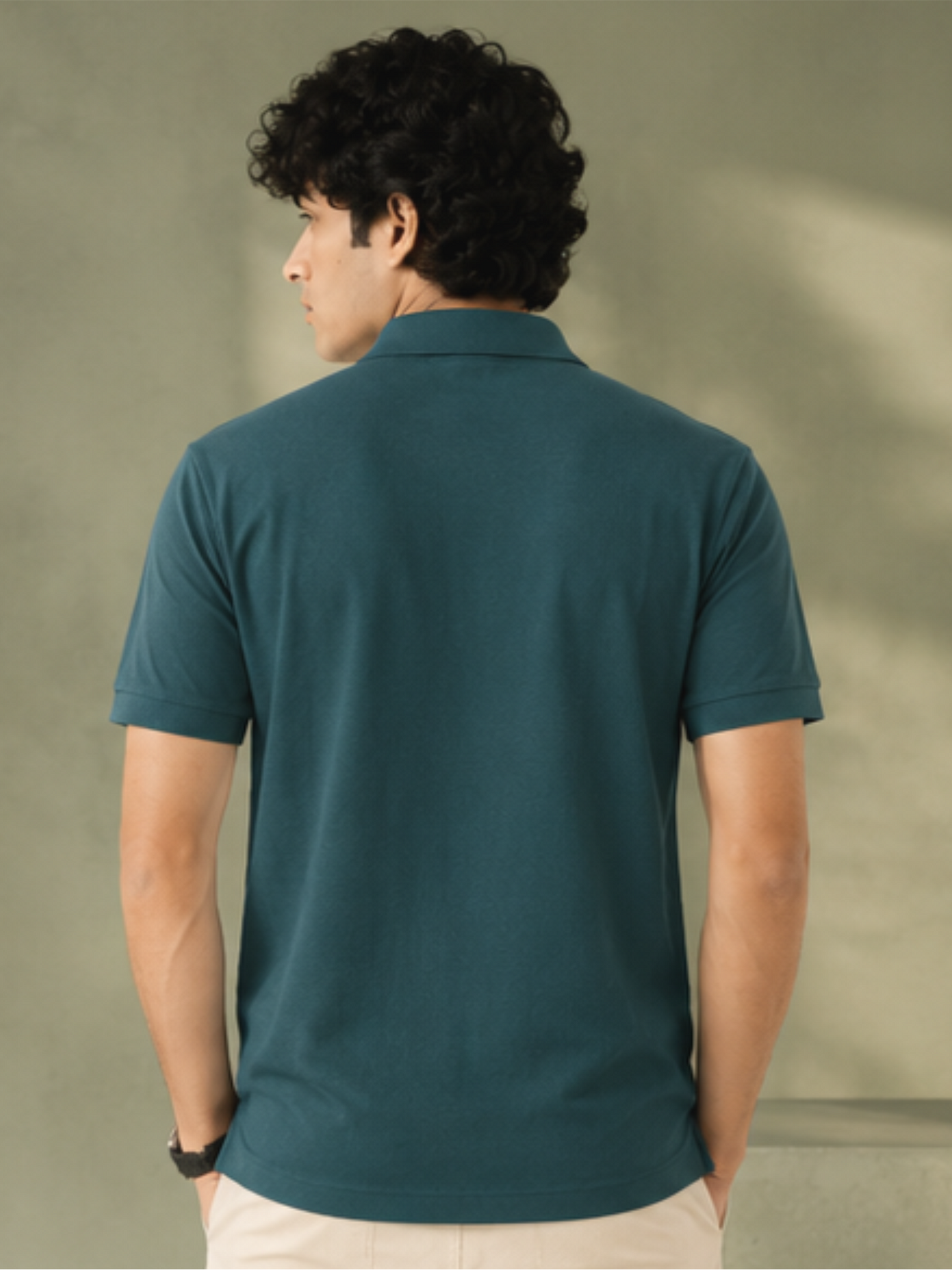 Men's Premium & Polo Neck Half Sleeves Plain with Pocket, Teal Green