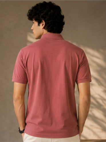 Men's Matty Polo Neck with Packet Half Slivees T-Shirt, Rust