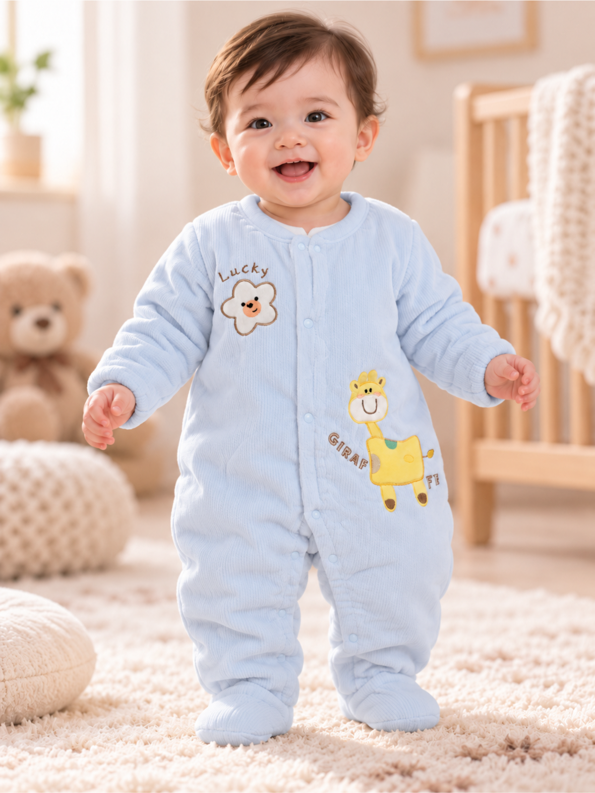 Infant Soft Full-Coverage Winter Romper with Footed Design