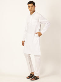 WHITE KURTA PYJAMA PLAIN COTTON