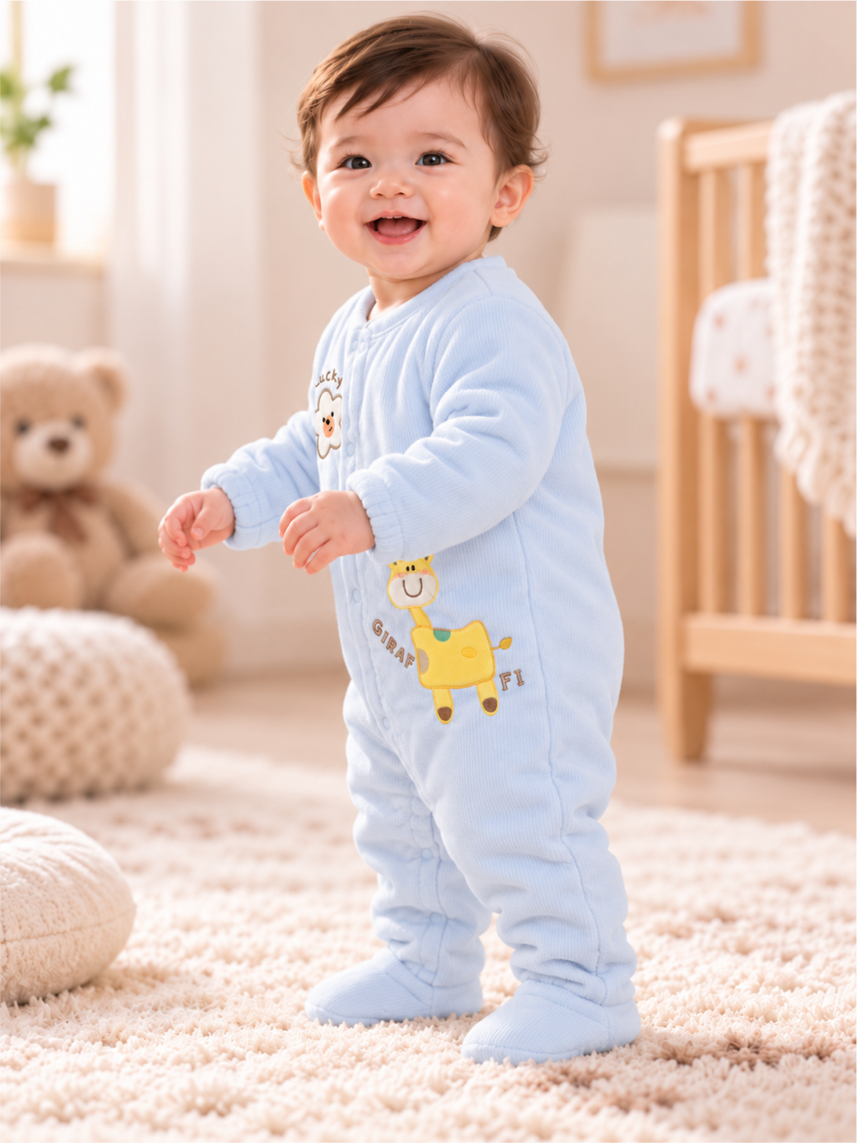 Infant Soft Full-Coverage Winter Romper with Footed Design