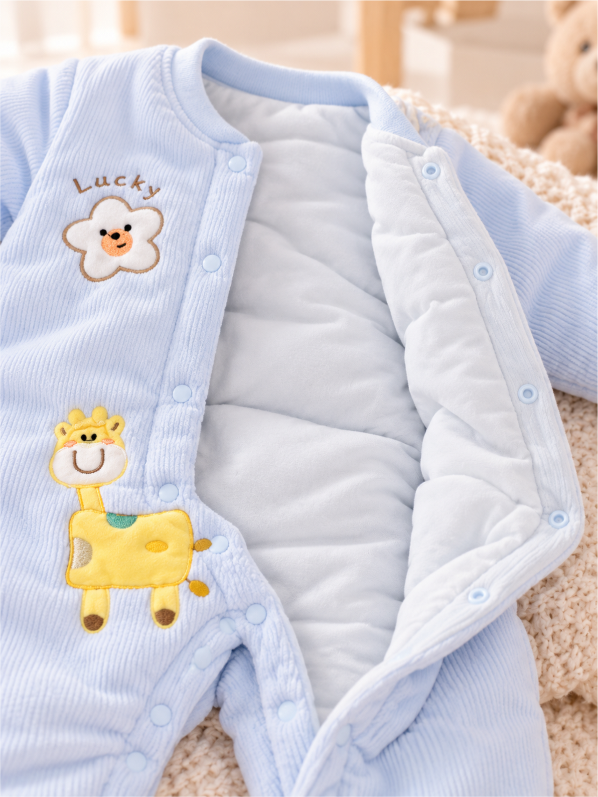 Infant Soft Full-Coverage Winter Romper with Footed Design