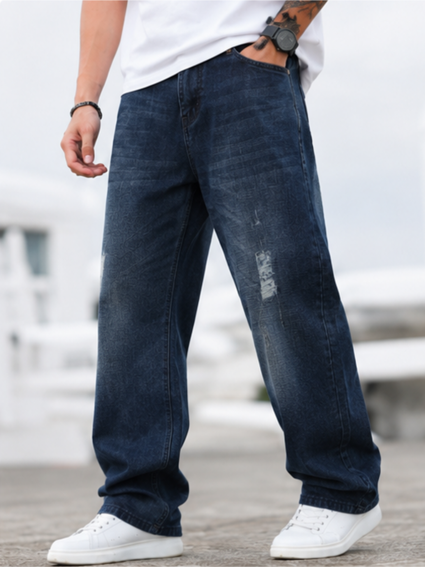 Men's Comfort Fit Stretch Jeans, Dark Blue