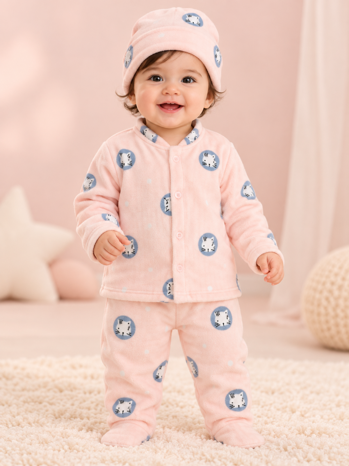 Baby Soft Fleece Unisex  Winter Set with Cap