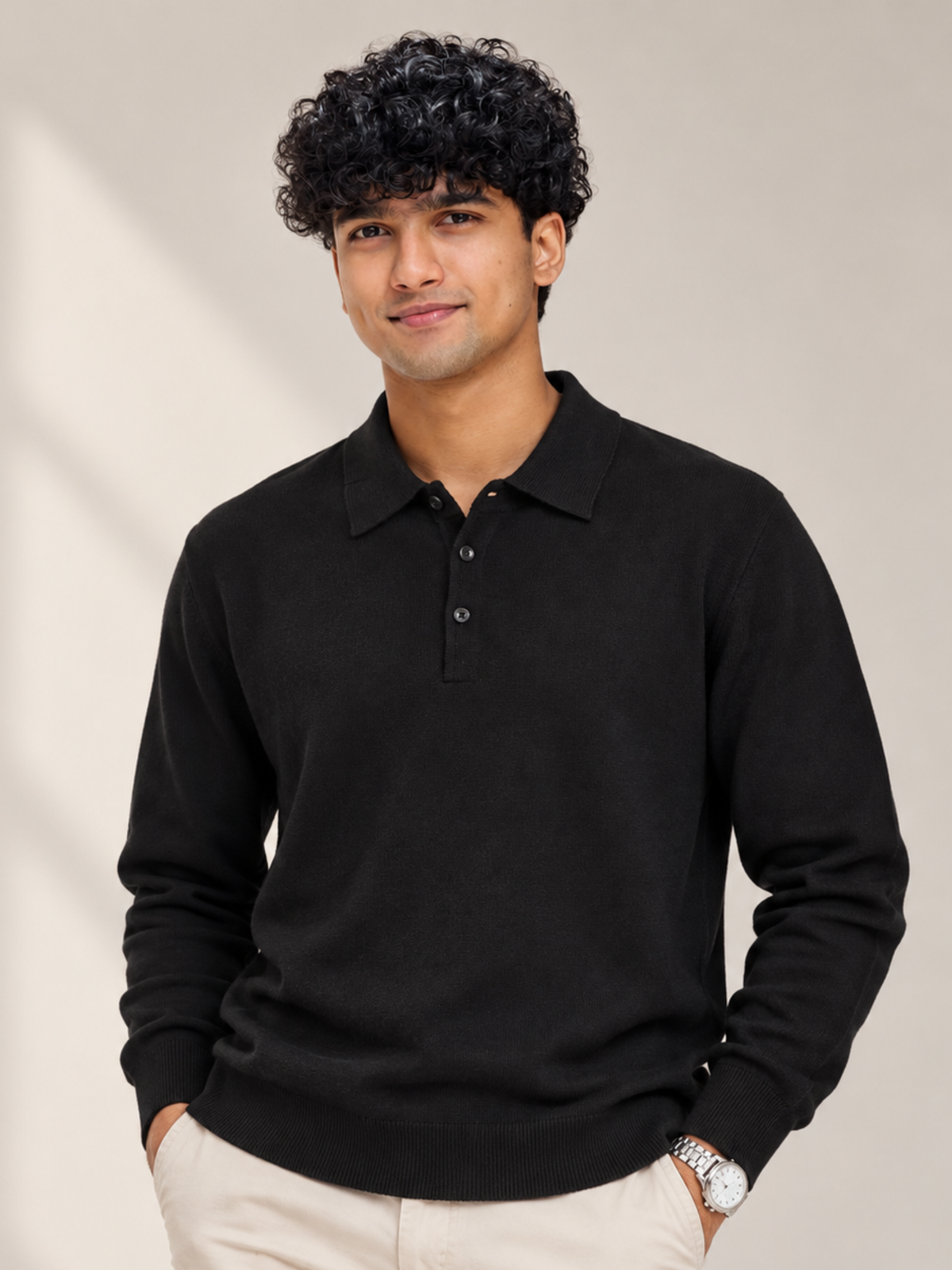 Premium Full-Sleeve Polo Neck Pullover Stylish Casual Wear