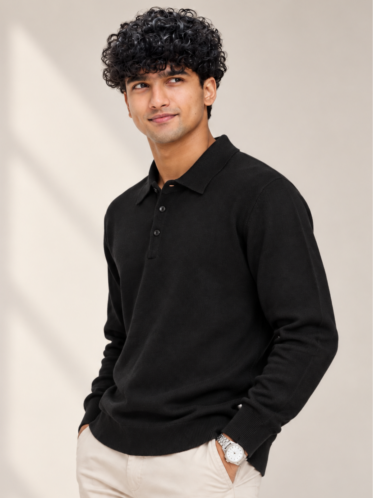 Premium Full-Sleeve Polo Neck Pullover Stylish Casual Wear