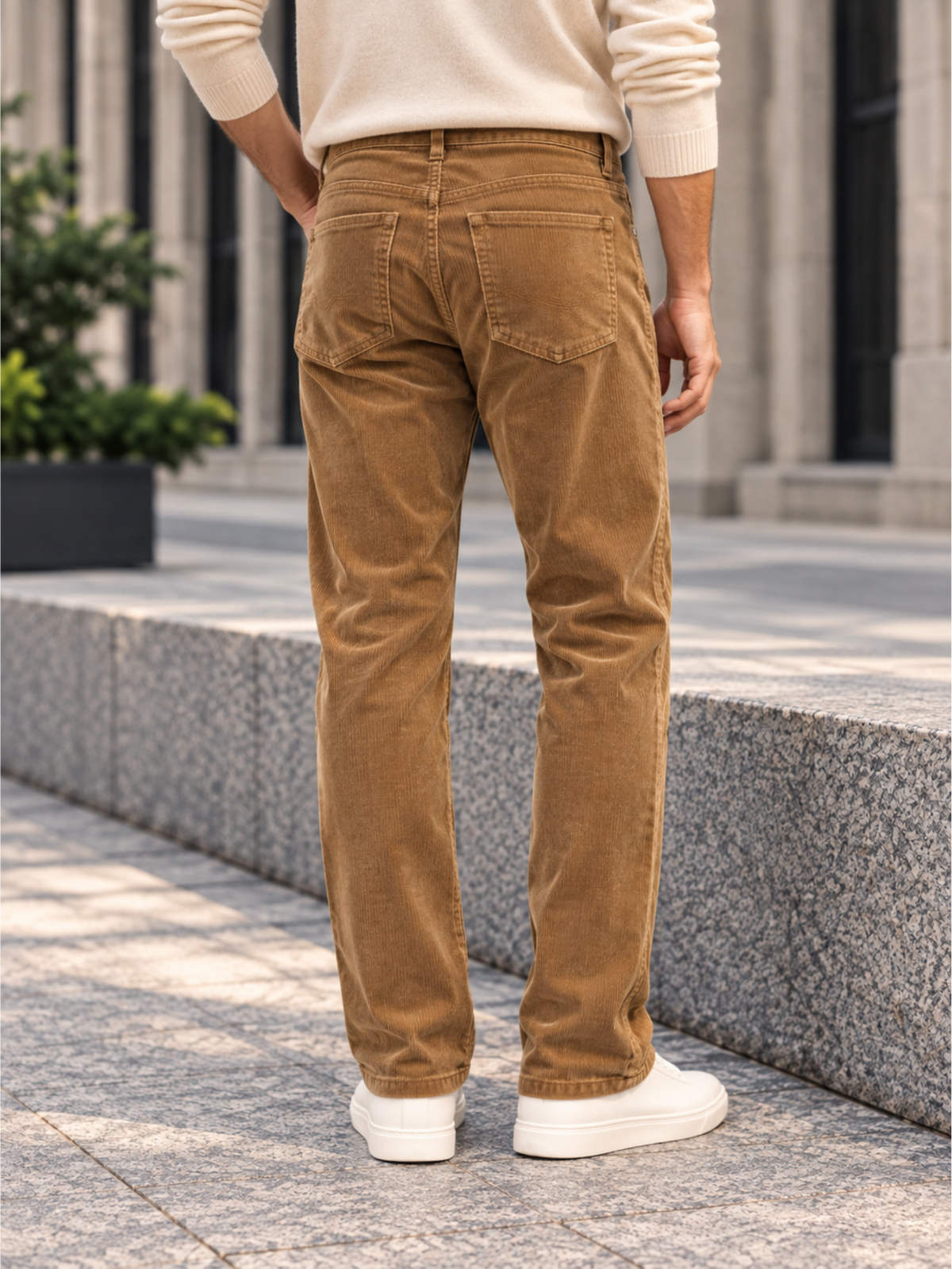 Men Comfort Fit Corduroy Stretchable Trousers