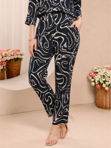 Stylish Black & White Abstract Printed Co-Ord Set