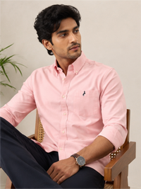 Men's Oxford Solid Cotton Casual Shirt, Pink