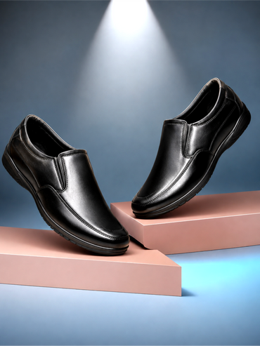 Groviano Premium Leather Look Formal Shoes for Men, Black