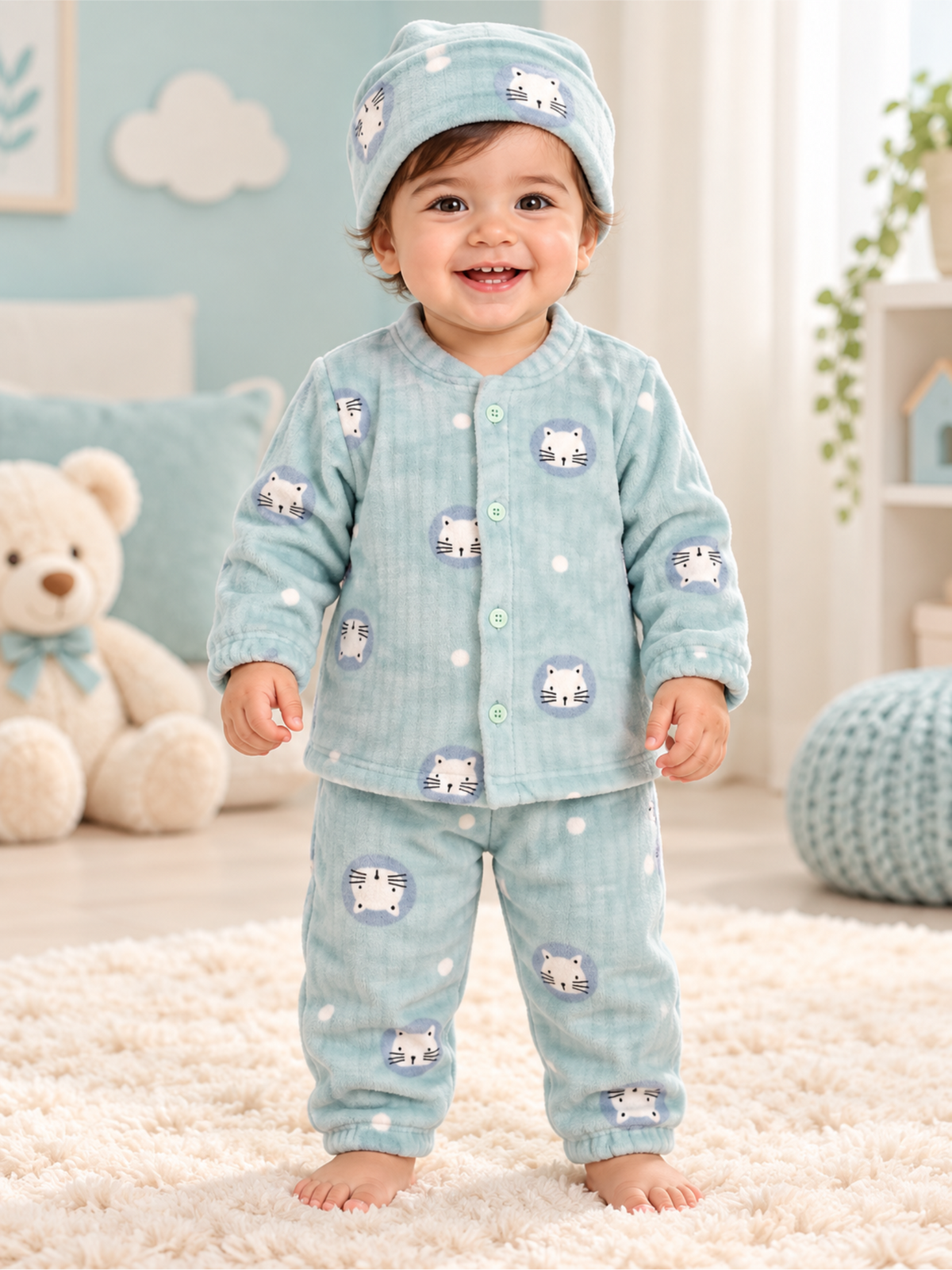 Baby Soft Fleece Unisex  Winter Set with Cap