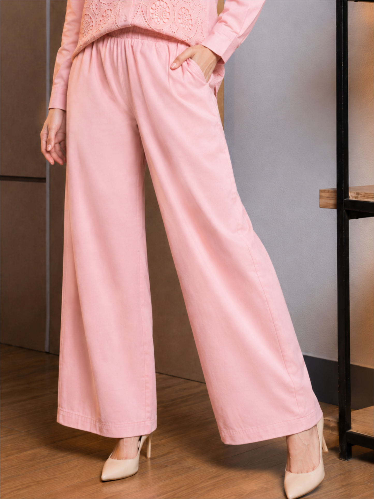 Floral Embroidered Pink Relaxed Co-Ord Set