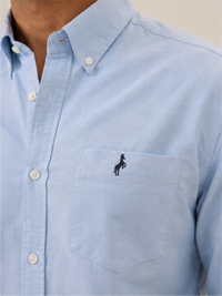 Men's Oxford Solid Cotton Casual Shirt, Sky