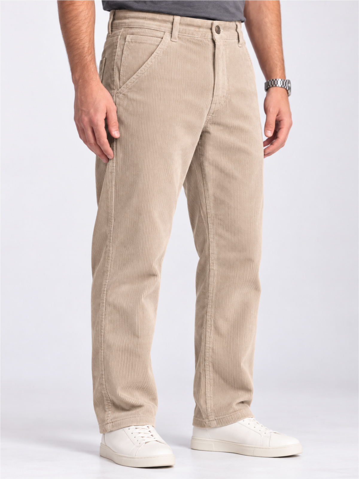 Men Comfort Fit Corduroy Stretchable Trousers