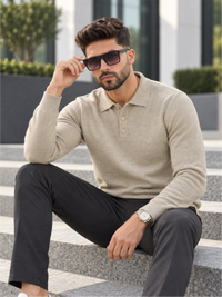 Premium Full-Sleeve Polo Neck Pullover Stylish Casual Wear