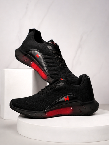 Groviano LightWeight Sports Running Shoes For Men, Black & Red