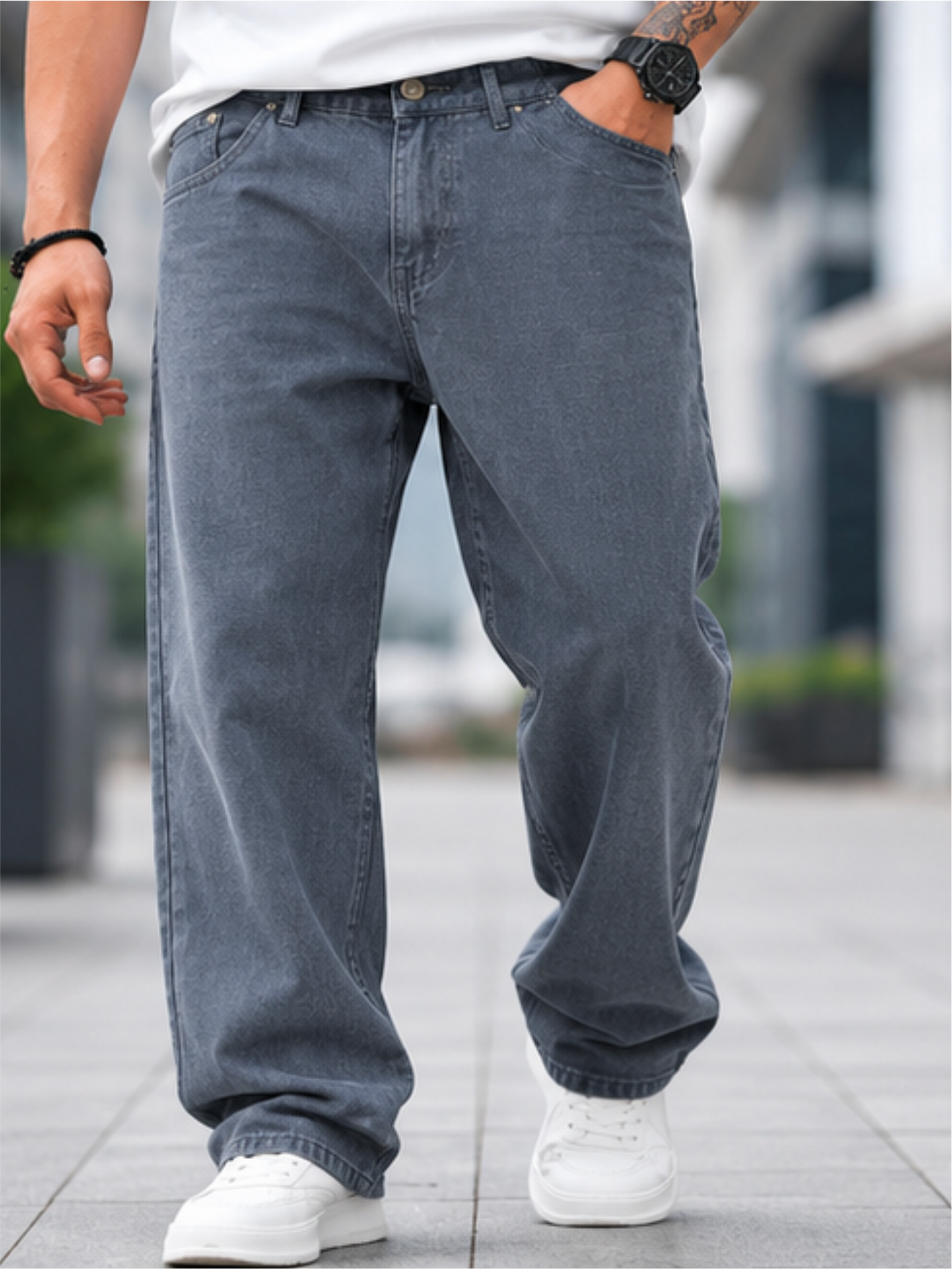 Men's Comfort Fit Stretch Jeans, Gray
