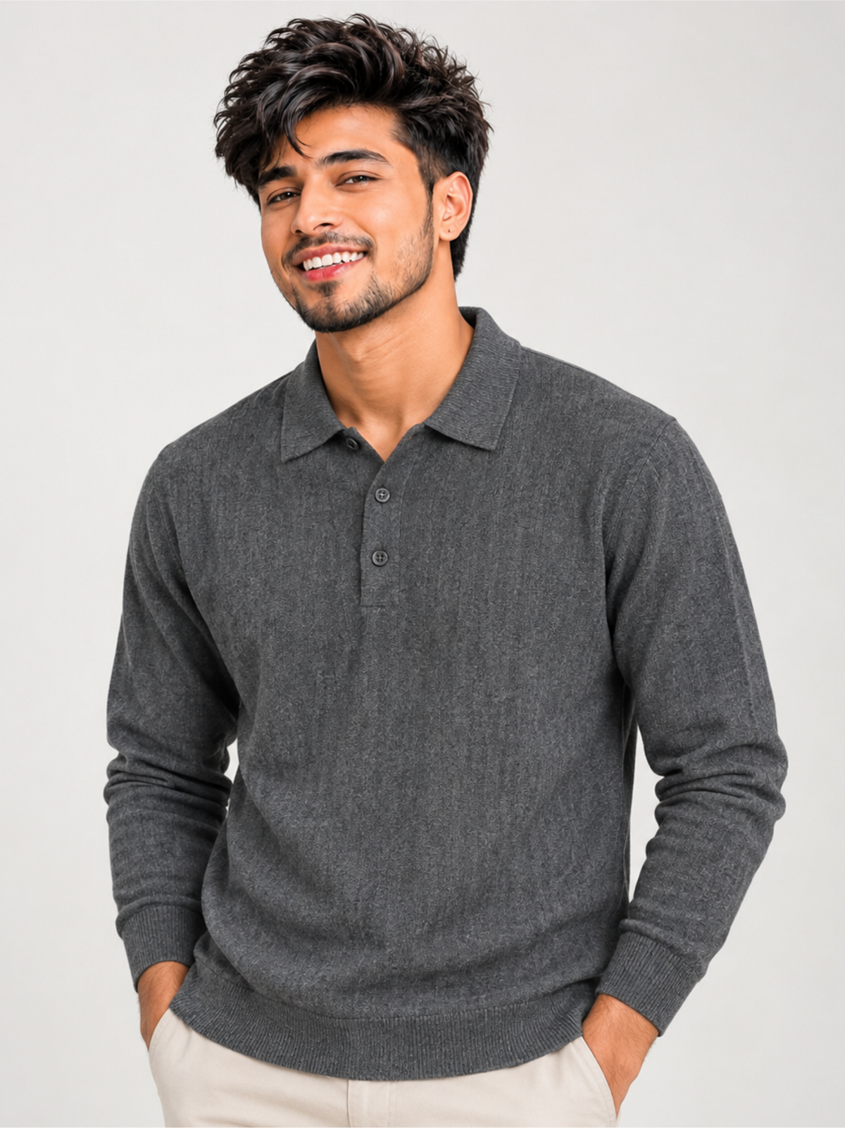 Premium Full-Sleeve Polo Neck Pullover Stylish Casual Wear