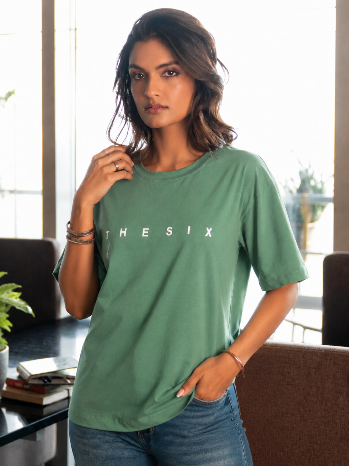 Drop Shoulder Cotton Relaxed Fit Round Neck T-Shirt