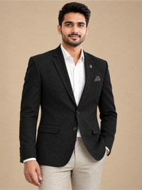 Modern Textured Tailored Single-Breasted Blazer