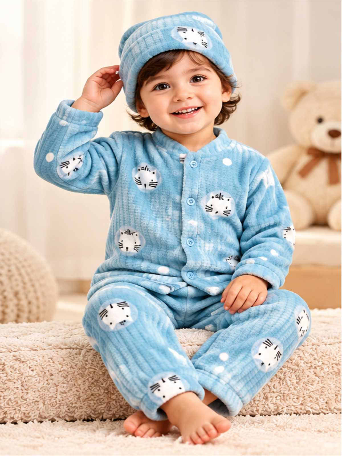 Baby Soft Fleece Unisex  Winter Set with Cap
