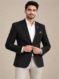 Modern Textured Tailored Single-Breasted Blazer