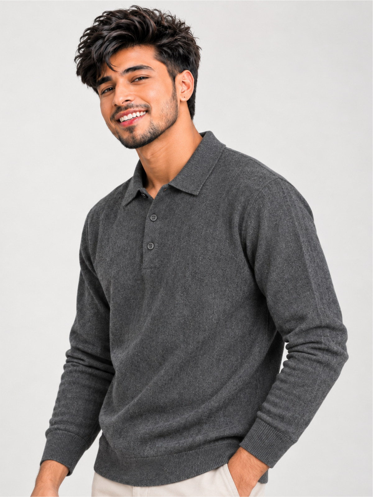 Premium Full-Sleeve Polo Neck Pullover Stylish Casual Wear