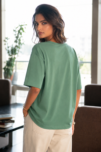 Printed Drop-Shoulder Sleeves Round Neck T-Shirt