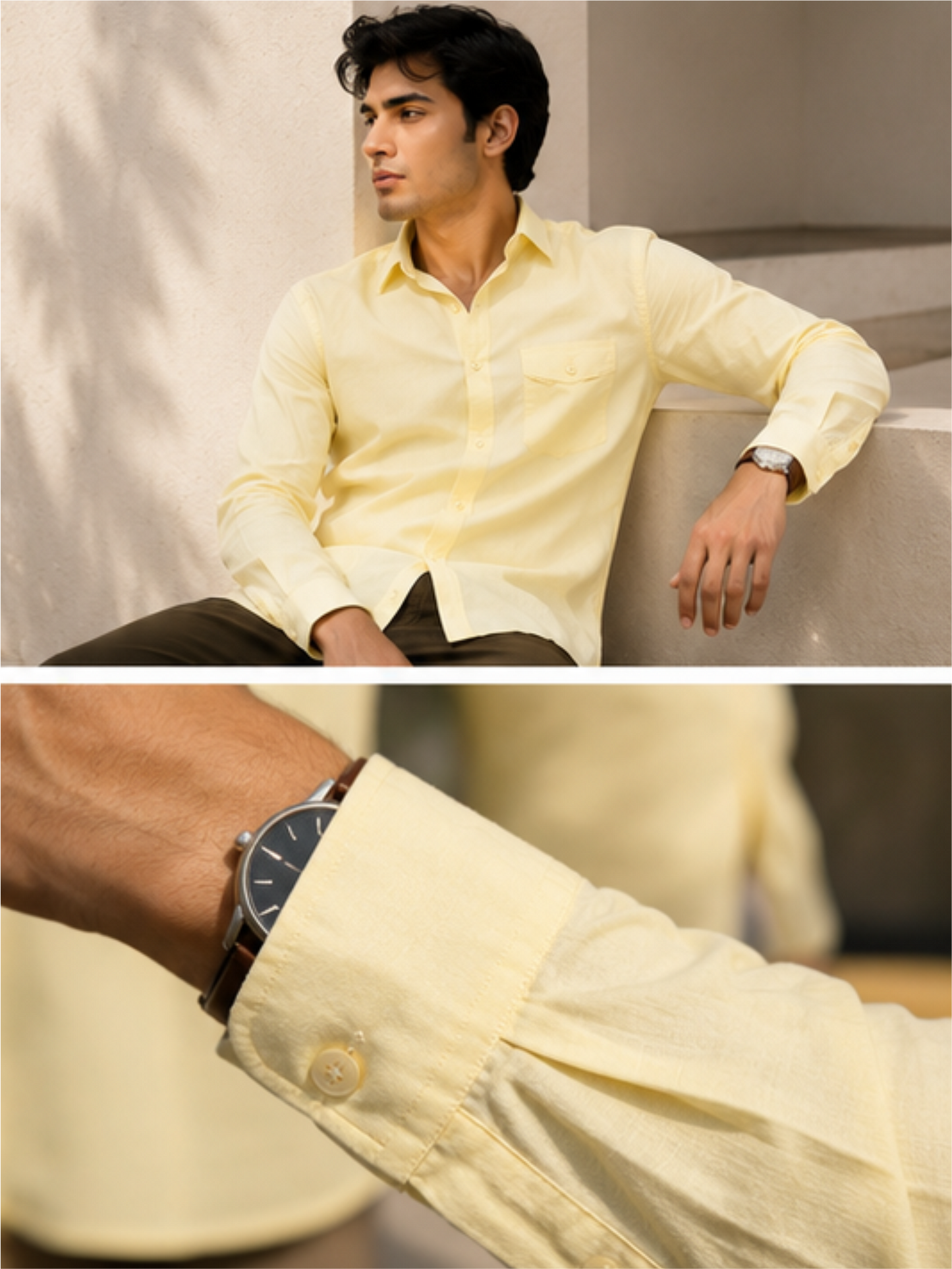 Men's Oxford Solid Cotton Casual Shirt, Lemon