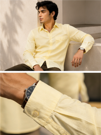 Men's Oxford Solid Cotton Casual Shirt, Lemon