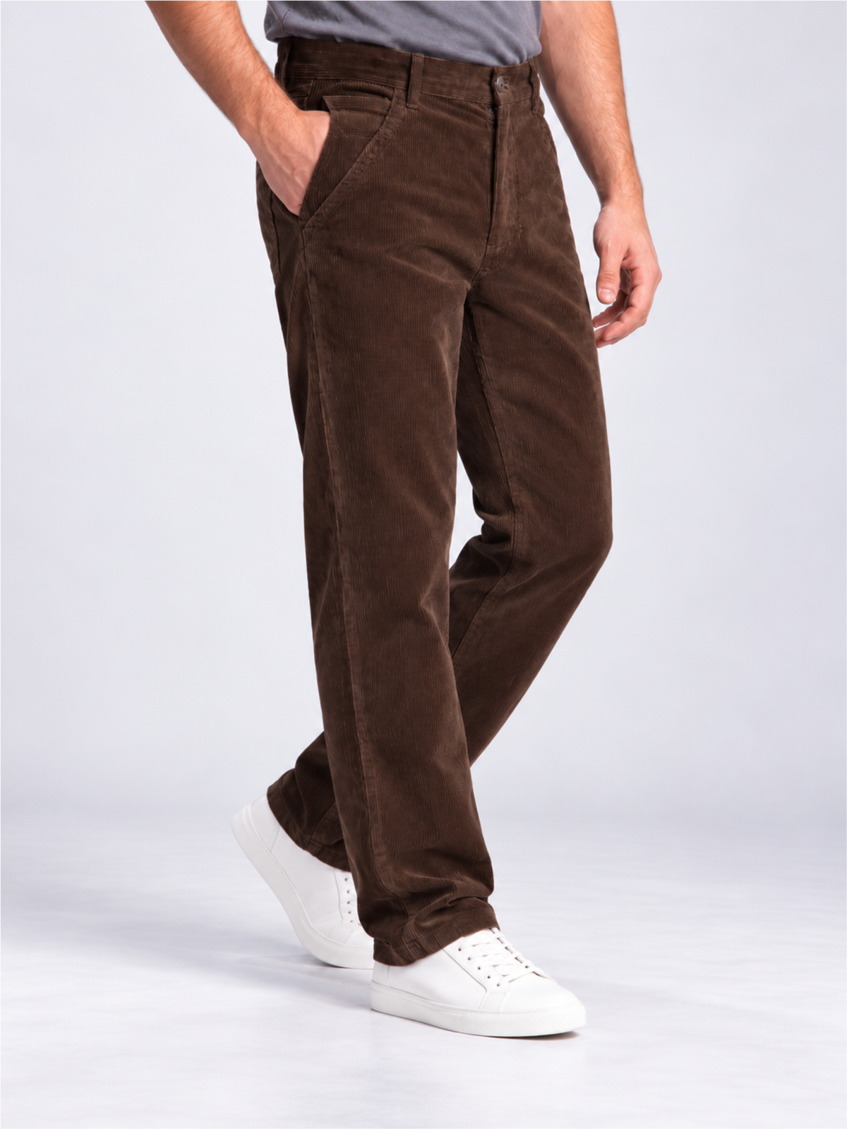 Men Comfort Fit Corduroy Stretchable Trousers