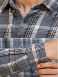 Men's Classic Slim Fit Checked Spread Collar Cotton Casual Shirt.