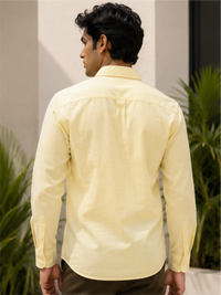 Men's Oxford Solid Cotton Casual Shirt, Lemon