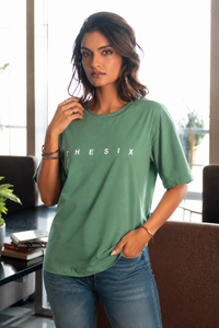Printed Drop-Shoulder Sleeves Round Neck T-Shirt