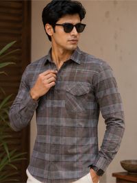 Men's Slim Fit Full Sleeves Checked Cotton Casual Shirt