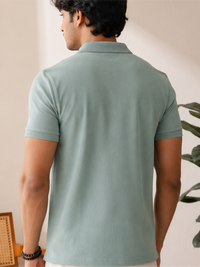 Men's Premium & Polo Neck Half Sleeves Plain with Pocket, Pine Green