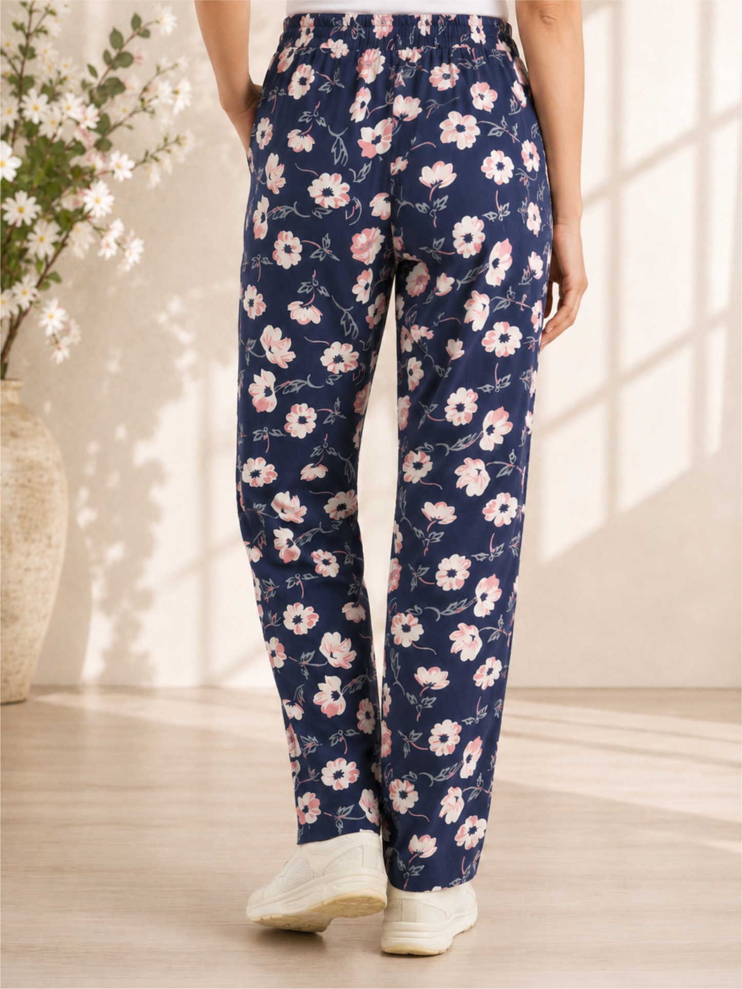Stylish Navy Blue Floral Print Relaxed Lower for Women