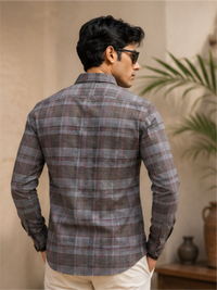 Men's Slim Fit Full Sleeves Checked Cotton Casual Shirt