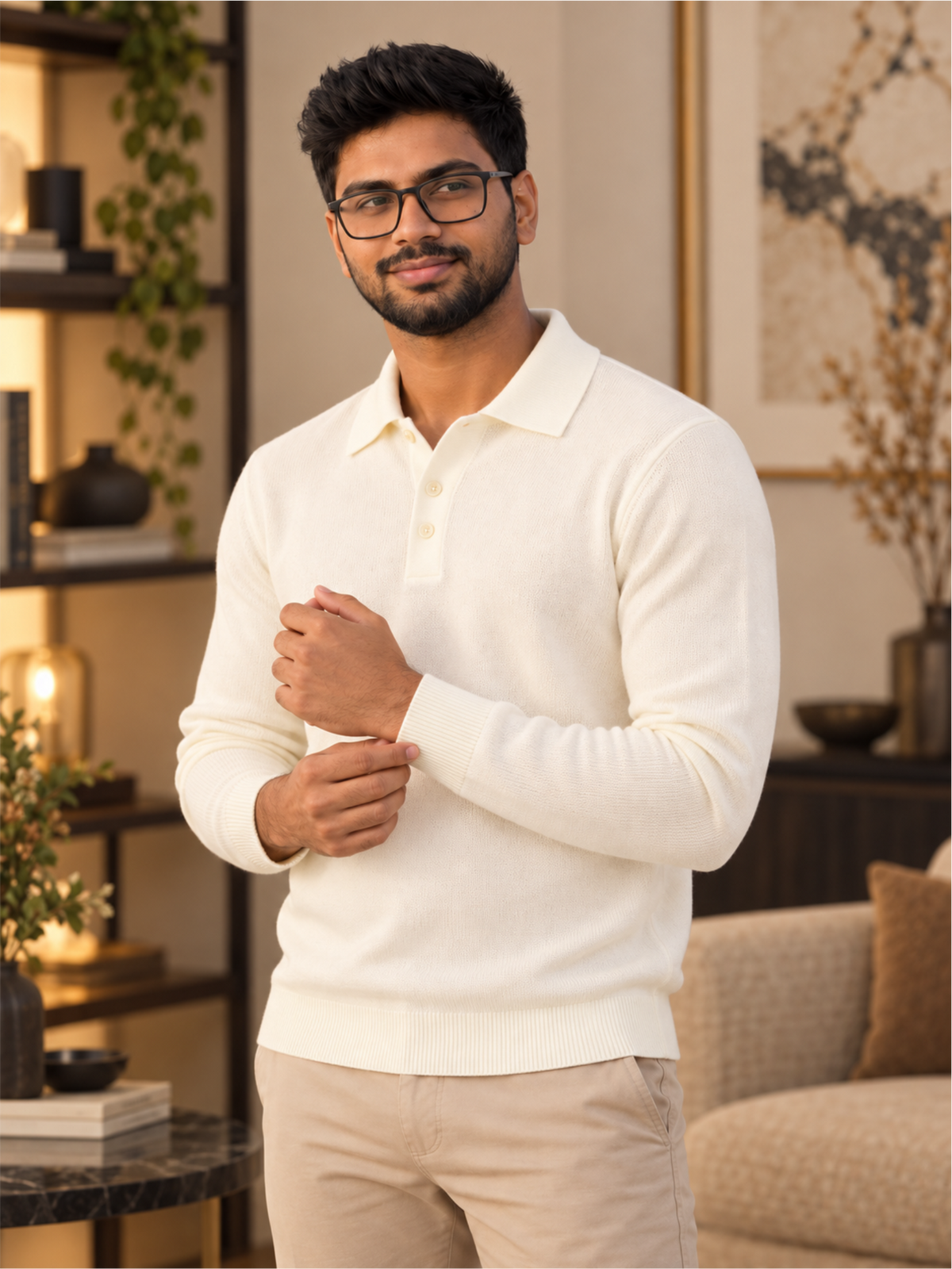 Premium Full-Sleeve Polo Neck Pullover Stylish Casual Wear