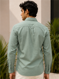 Men's Oxford Solid Cotton Casual Shirt, Light Green