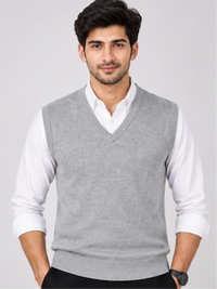 Men's Classic V-Neck Grey Sweater Vest