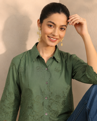 Collar Printed Relaxed Fit Cotton Casual Shirt